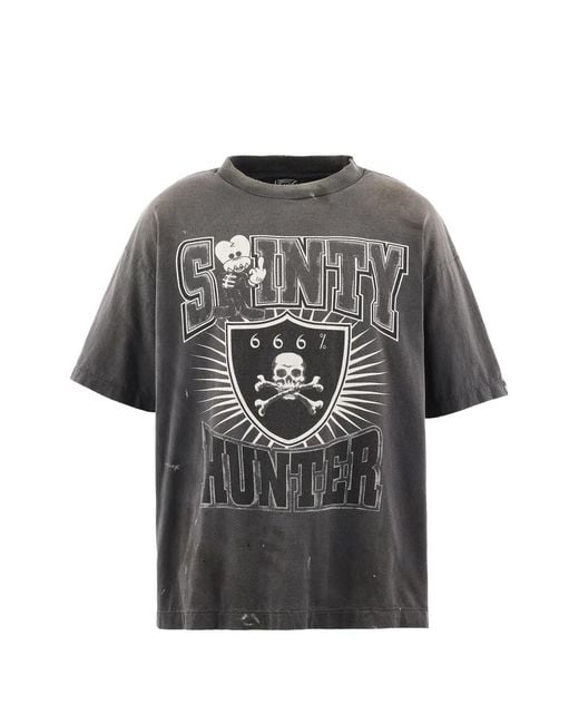 SAINT Mxxxxxx Gray Sainty Hunter Graphic-Print T-Shirt for men