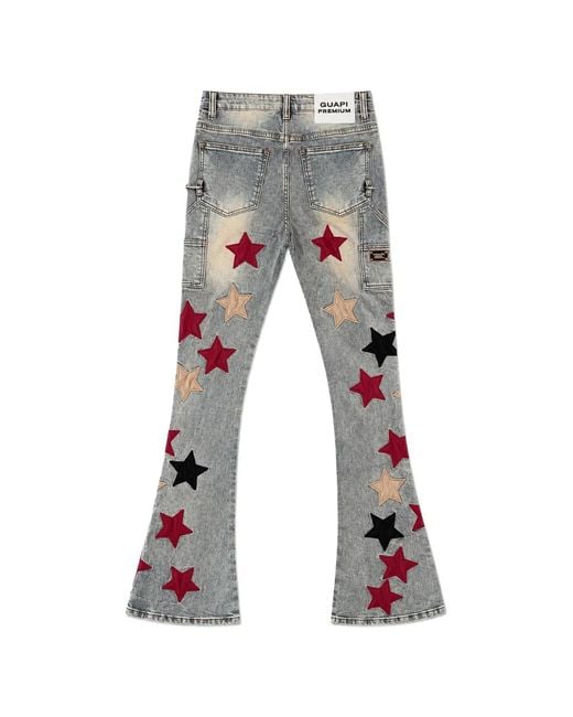 GUAPI Blue Star-Appliqué Chain-Detail Jeans for men