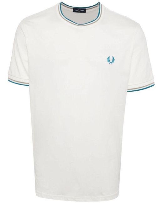Fred Perry Embroidered-logo Cotton T-shirt in het White voor heren