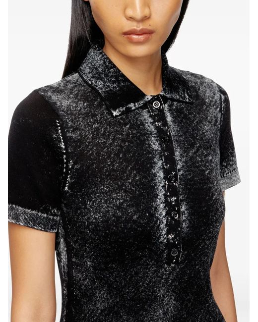 DIESEL Black Midi Dress With Button Placket