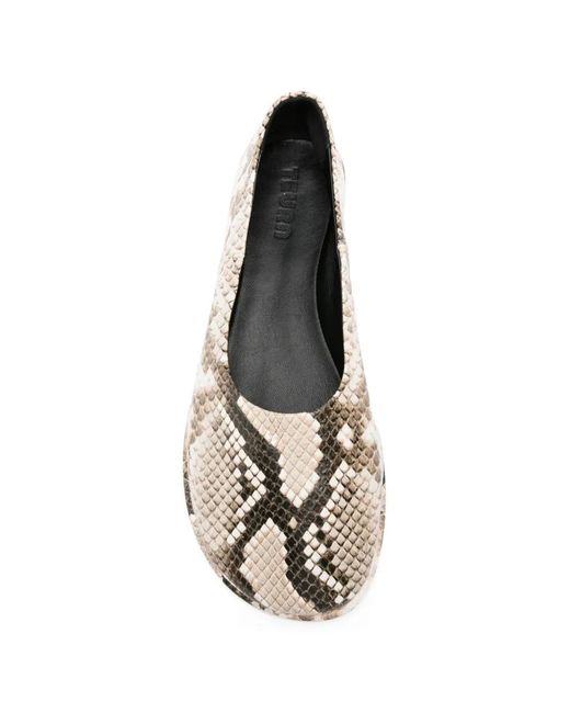 Teurn Studios White Suri Snake-Print Flat Pumps