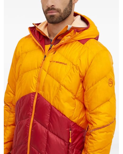 La Sportiva Yellow Hooded Quilted Jacket for men