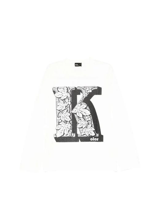 Kolor White Graphic-Print Long-Sleeve T-Shirt for men