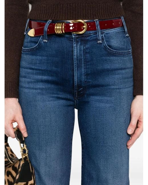 Mother Blue The Hustler Roller Sneak Wash-Effect Jeans