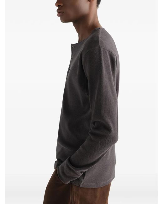 Lemaire Gray Long-Sleeve Henley T-Shirt for men