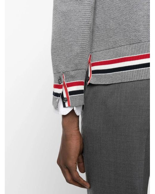 Thom Browne Gray Round-Neck Knit Jumper for men