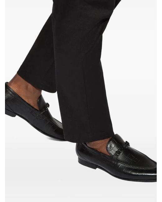 Kurt Geiger Black Alton Crocodile-Embossed Loafers for men