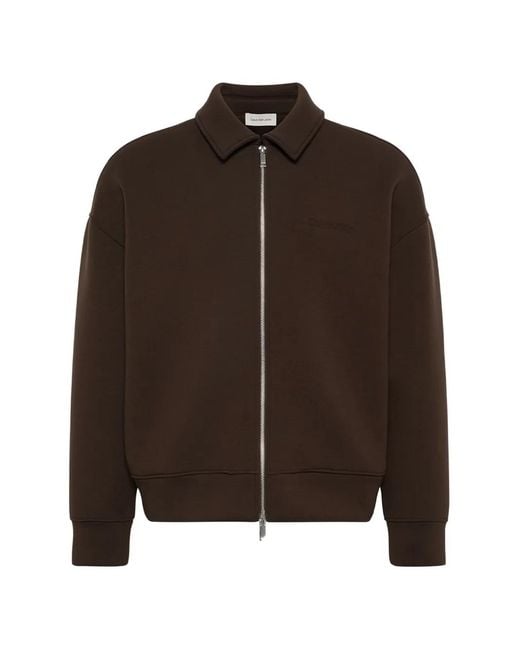 Calvin Klein Brown Logo-Embroidered Zip-Up Jacket for men