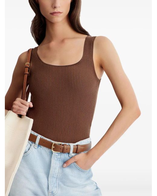 12 STOREEZ Brown Ribbed-Knit Tank Top