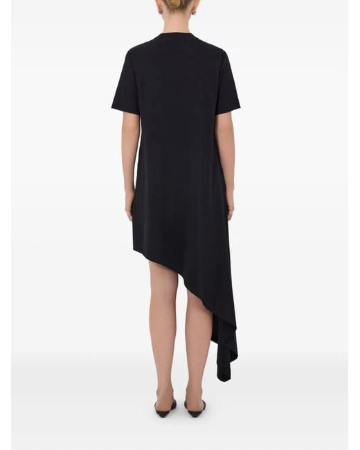 Loulou de Saison Black Crew-Neck Asymmetrical Dress