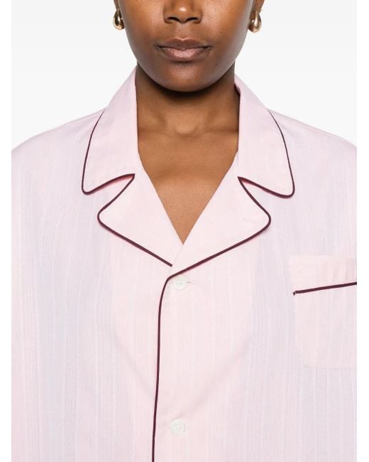 Prada Pink Gestreiftes Hemd mit Kontrastbesatz