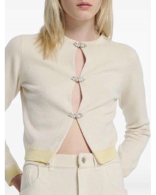 Barrie White Jewel-Detail Cashmere Cardigan