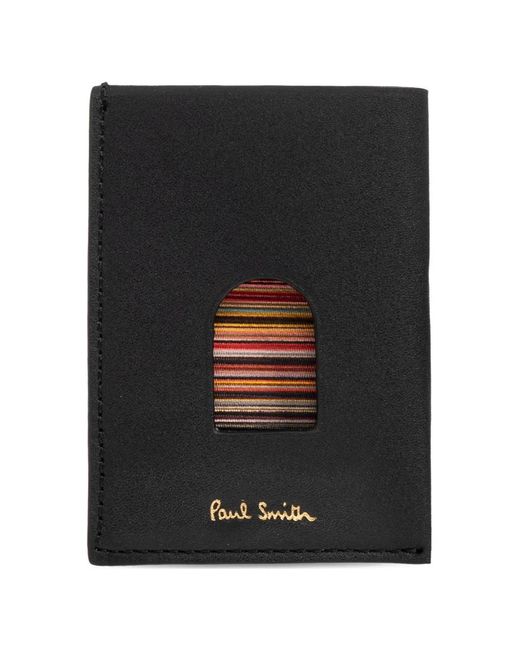 Paul Smith Black Striped Leather Cardholder for men