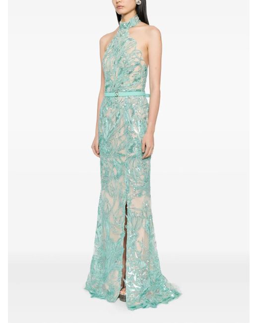 Saiid Kobeisy Green Embroidered Gown