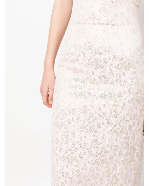 Philosophy Di Lorenzo Serafini White Jacquard Pencil Skirt