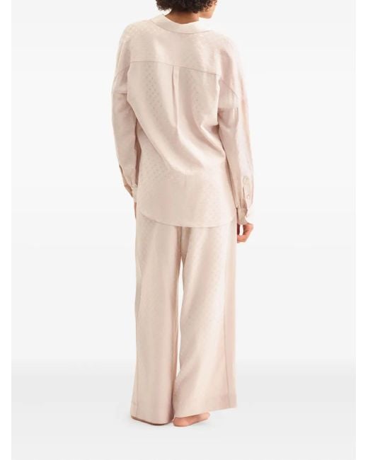 Eres White Splendeur Pleated Geometric-Pattern Trousers