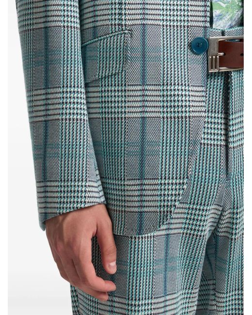 Etro Geruite Jersey Blazer in het Blue voor heren