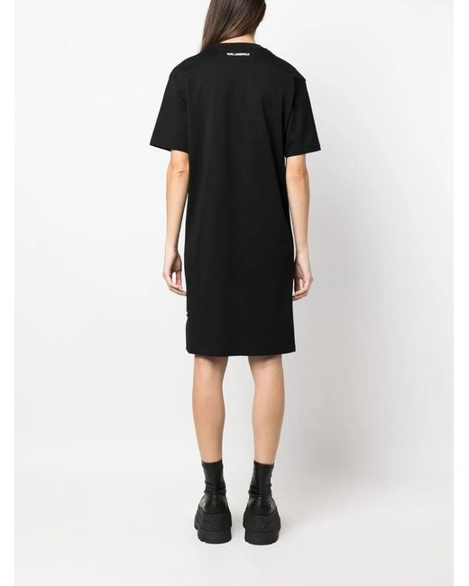Karl Lagerfeld Black Signature Hem Organic-Cotton Dress