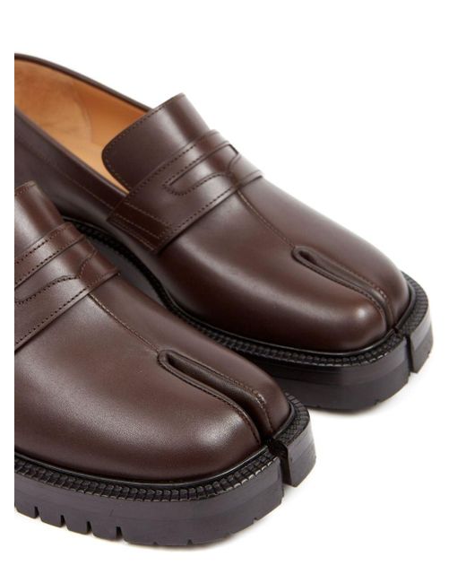 Maison Margiela Tabi County Leather Loafers in Brown | Lyst UK
