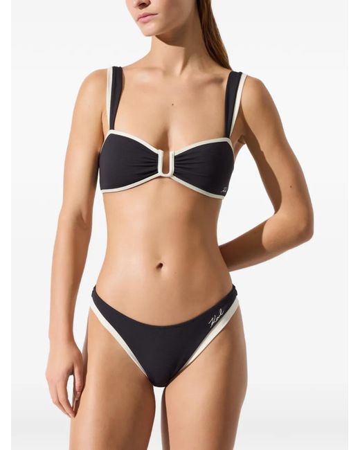 Karl Lagerfeld Black Signature Bandeau Bikini Top