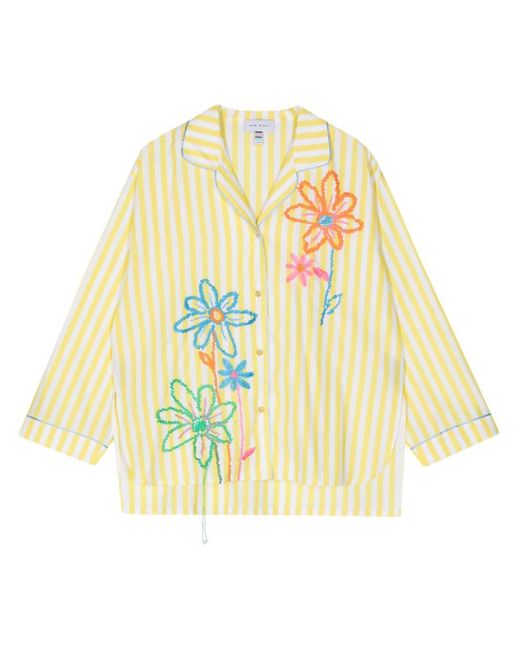 MIRA MIKATI Metallic Floral-embroidered Cotton Shirt