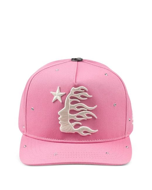 HELLSTAR Pink Rhinestone Logo Cap for men