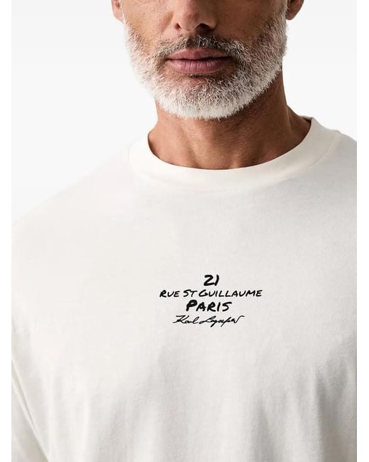 Karl Lagerfeld White Rue St Guillaume Graphic-Print T-Shirt for men