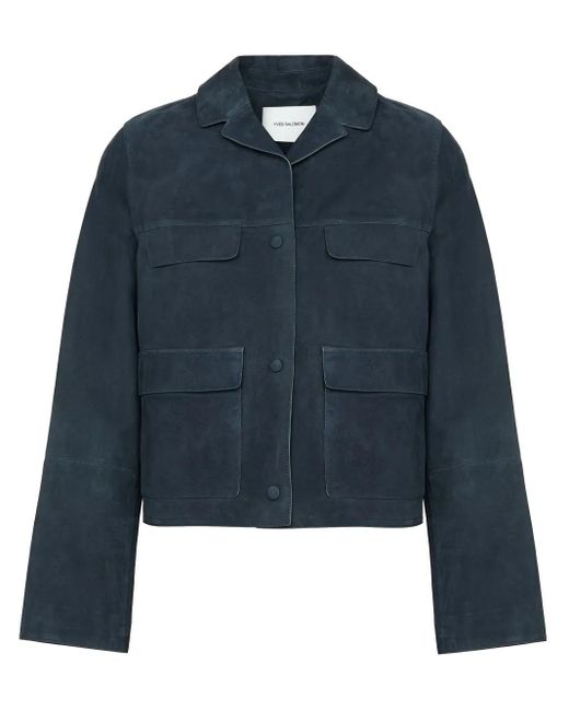 Yves Salomon Blue Suede Jacket