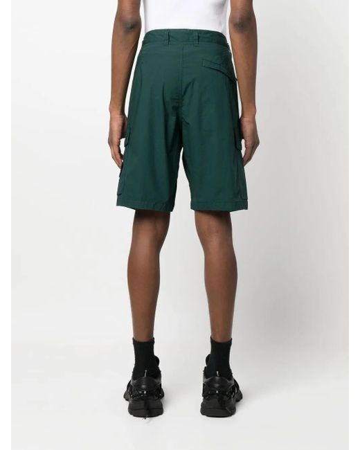 Stone Island Green Compass-Patch Cargo Shorts for men