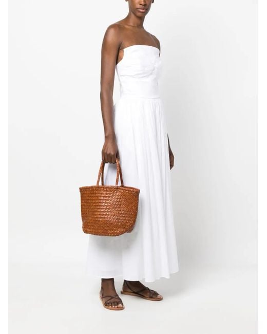 Dragon Diffusion Brown Small Grace Woven Leather Tote Bag