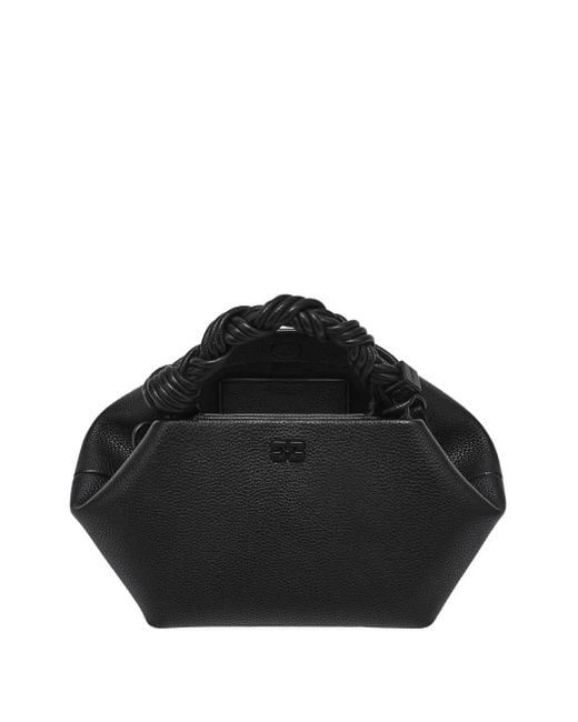Ganni Black Compact Bou Tote Bag With Twisted Handles