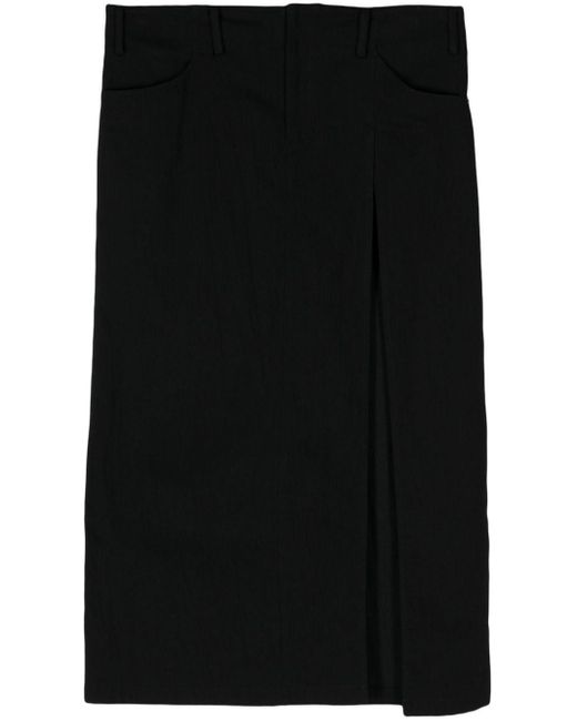 Yohji Yamamoto Black Side-slit Denim Maxi Skirt