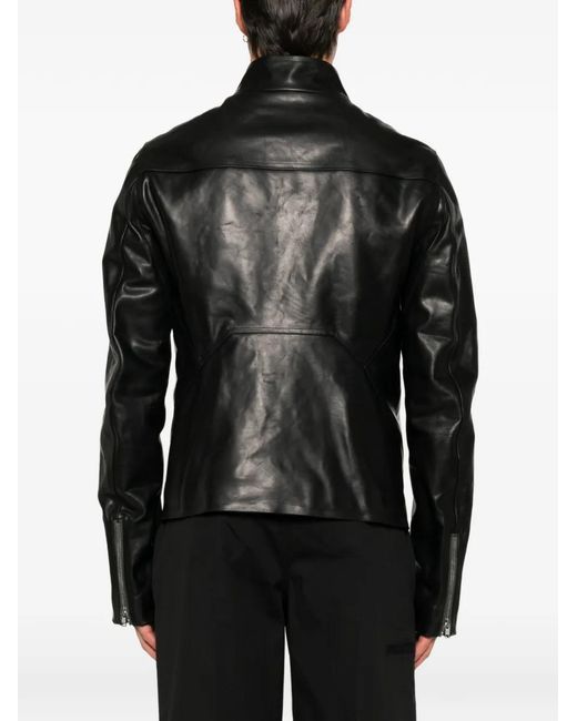 Rick Owens Black Release Asymmetric-Zip Leather Jacket for men