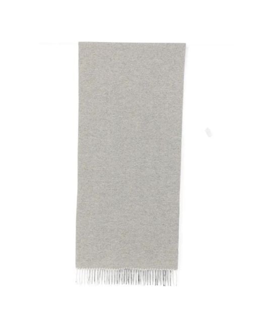 Fileria Gray Herringbone-Patterned Fringed Scarf for men