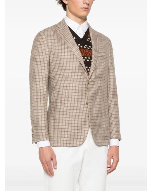 Boglioli Natural Checked Blazer for men