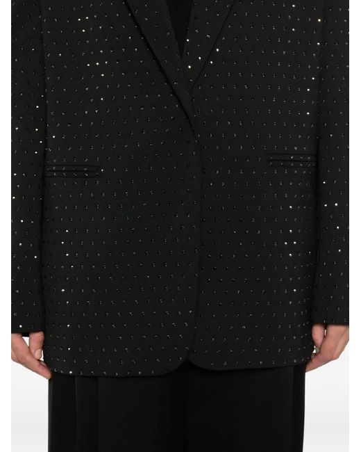 ANDAMANE Black Single-Breasted Crystal-Embellished Blazer