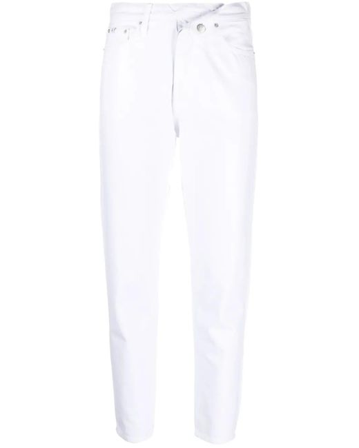 Calvin Klein White Mid-Rise Tapered-Leg Jeans
