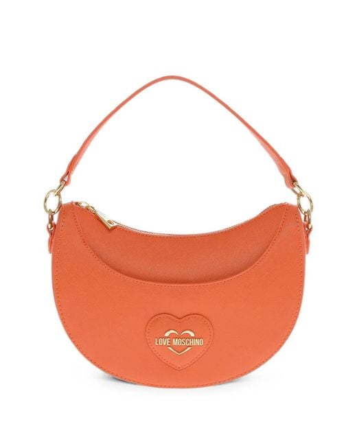 Moschino Orange Embossed-Heart Tote Bag