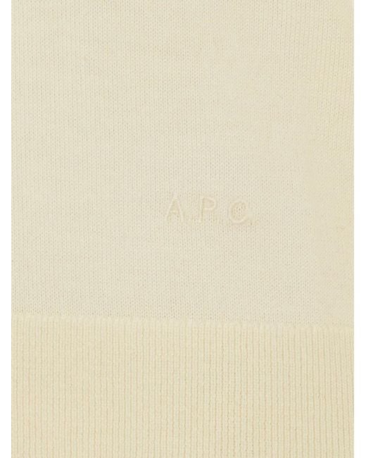 A.P.C. White Philomena Embroidered-Logo Sweater