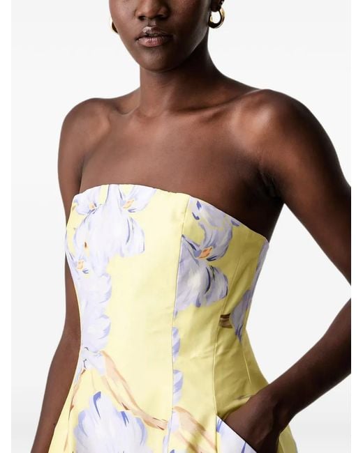 Bardot White Karoline Floral-Print Strapless Mini Dress