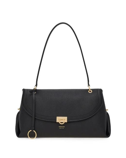 Ferragamo Black Gancini Handbag (M)