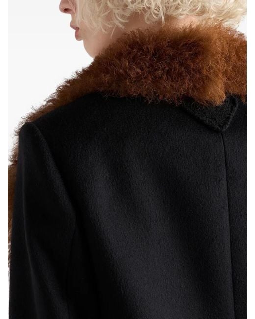 Prada Black Peak-Lapels Coat