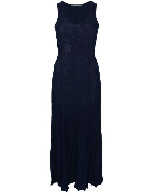 Alberta Ferretti Blue Ribbed-knit Maxi Dress