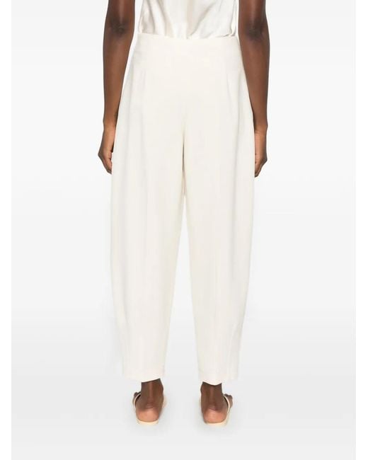 FFORME White Yvette Straight-Leg Pleated Trousers
