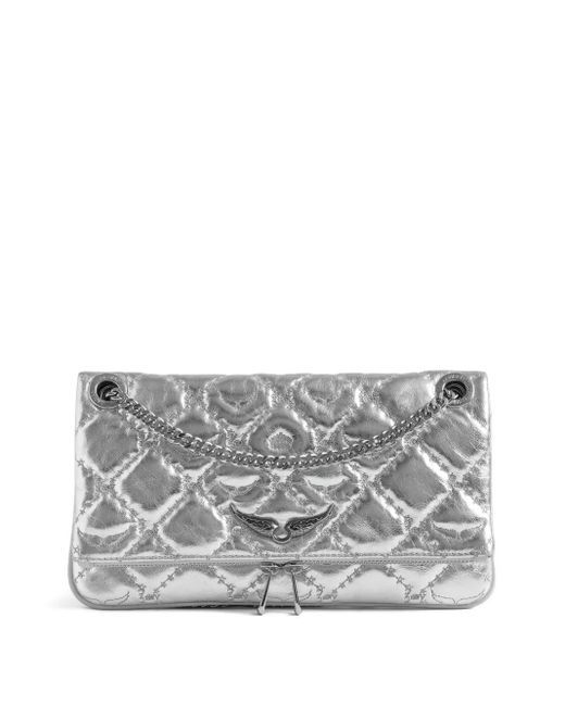 Zadig & Voltaire Gray Quilted Chain-Strap Cross-Body Bag