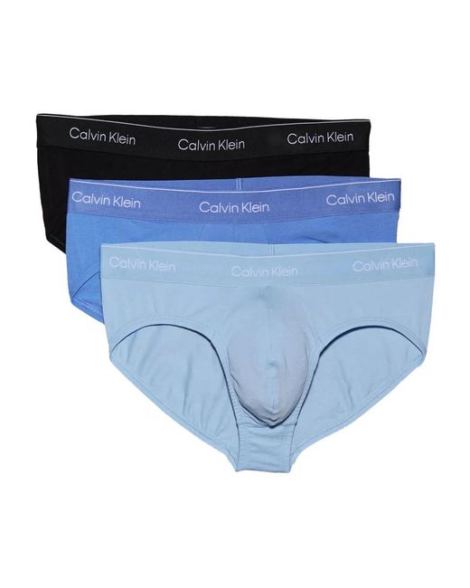 Calvin Klein Blue Logo-Waistband Briefs (Pack Of Three) for men