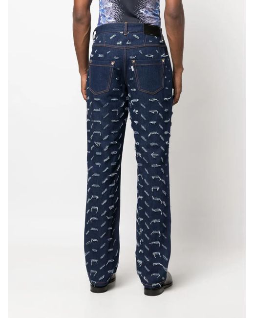 JUNTAE KIM Blue High-Waist Bootcut Jeans for men