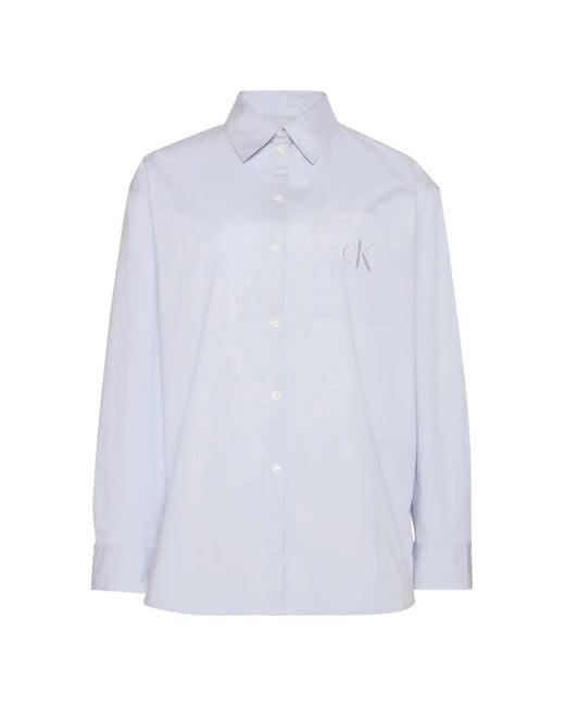 Calvin Klein White Chest-Pocket Logo-Detail Shirt