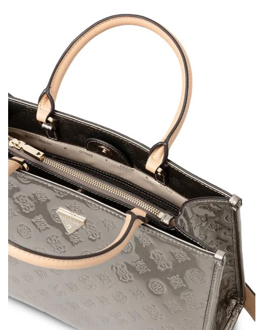 Guess Gray Arnela Logo-Debossed Structured Handbag