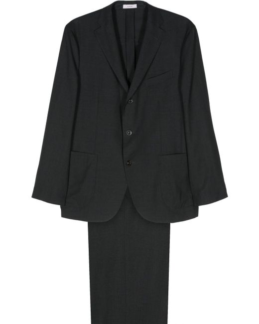 Boglioli Black Single-breasted Virgin-wool Suit for men